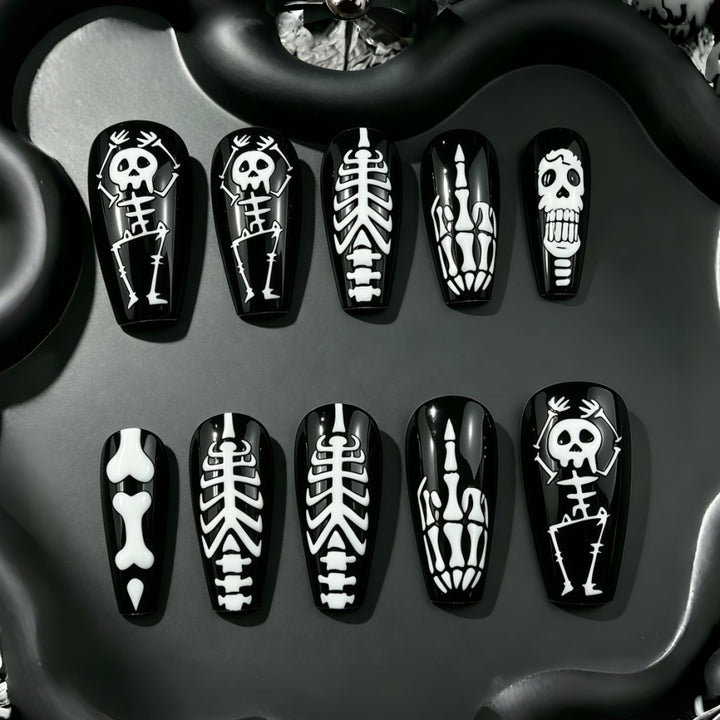 Art Nail Set with Skeleton Designs Bowlift