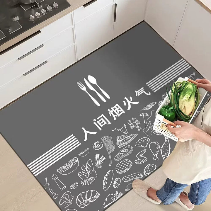 Playful Pizza-Themed Kitchen Mat