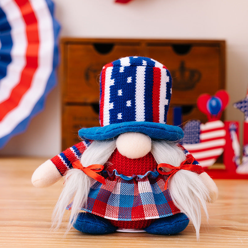 Unisex decorative fabric gnome as festive table and shelf decoration with knitted pointed hat and faux fur beard Bowlift
