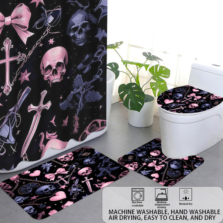 Artistic Skull and Floral Themed Bathroom Set Bowlift