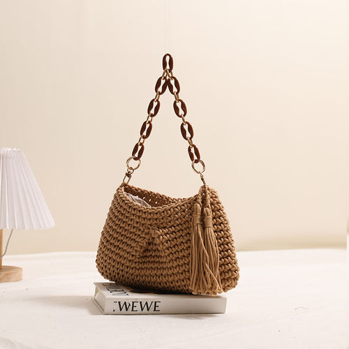 Handcrafted macrame bag with fashionable fringes Bowlift