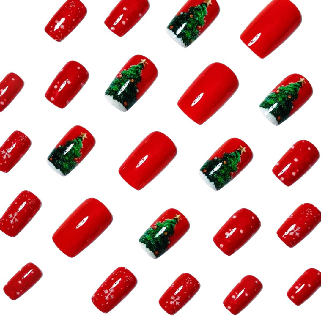 Artificial nails in festive Christmas design Bowlift