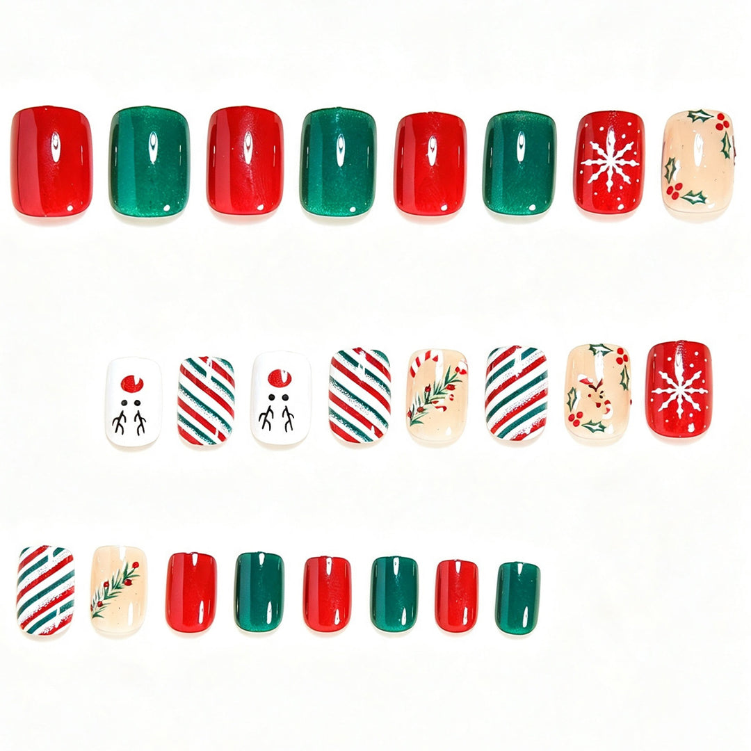 Festive Holiday-Themed Press-On Nail Art Bowlift