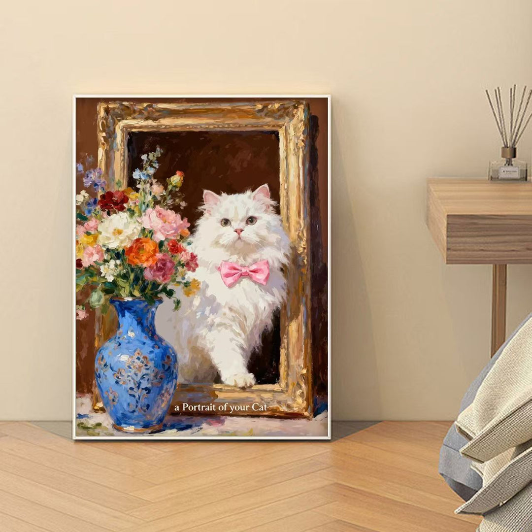 Decorative Cat-Themed Art Print Bowlift