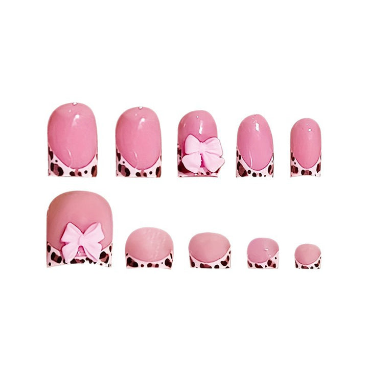 Artistic Press-On Nail Set with Bow Accents Bowlift