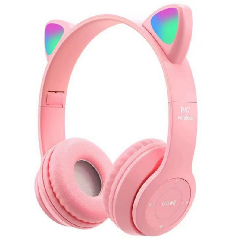 Wireless Cat Ear Headphones with Colorful LED Light Bowlift