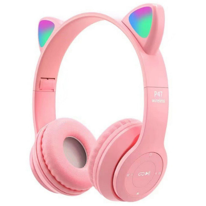 Wireless Cat Ear Headphones with Colorful LED Light Bowlift