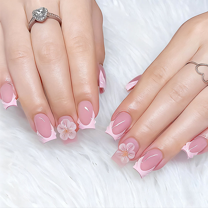 Elegant Floral Luxury Press-On Nails Bowlift