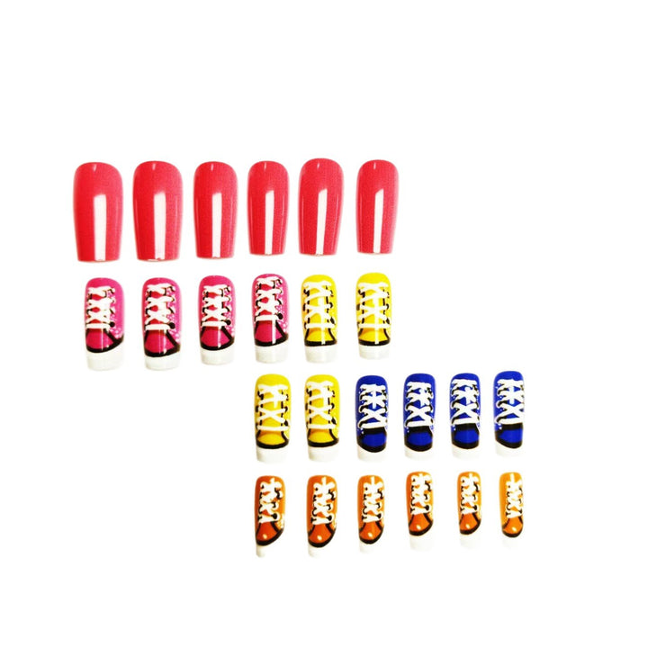 Creative art nails in colorful sneaker design Bowlift