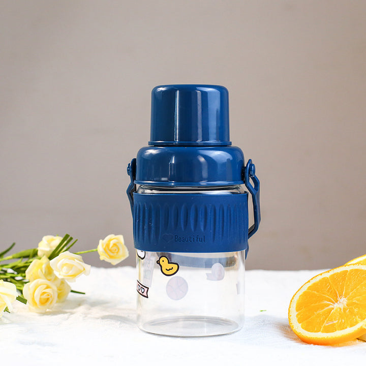 Ladies trendy glass drinking bottle with practical silicone protection Bowlift