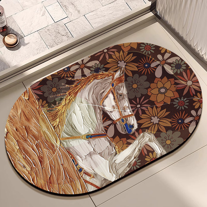 Artistic Horse-Themed Bath Mat Bowlift