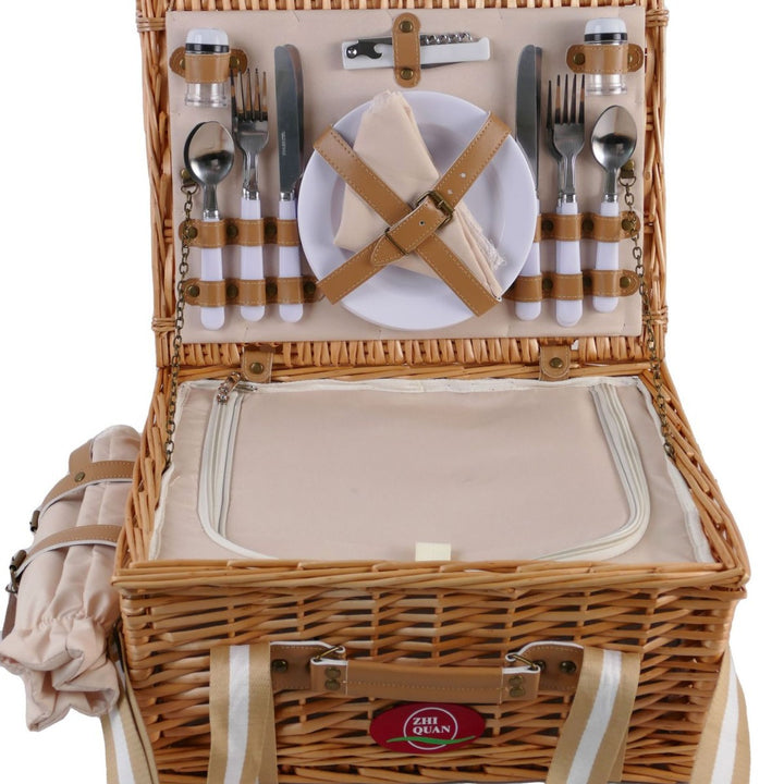 Women's picnic basket with comprehensive dish set and stylish details Bowlift