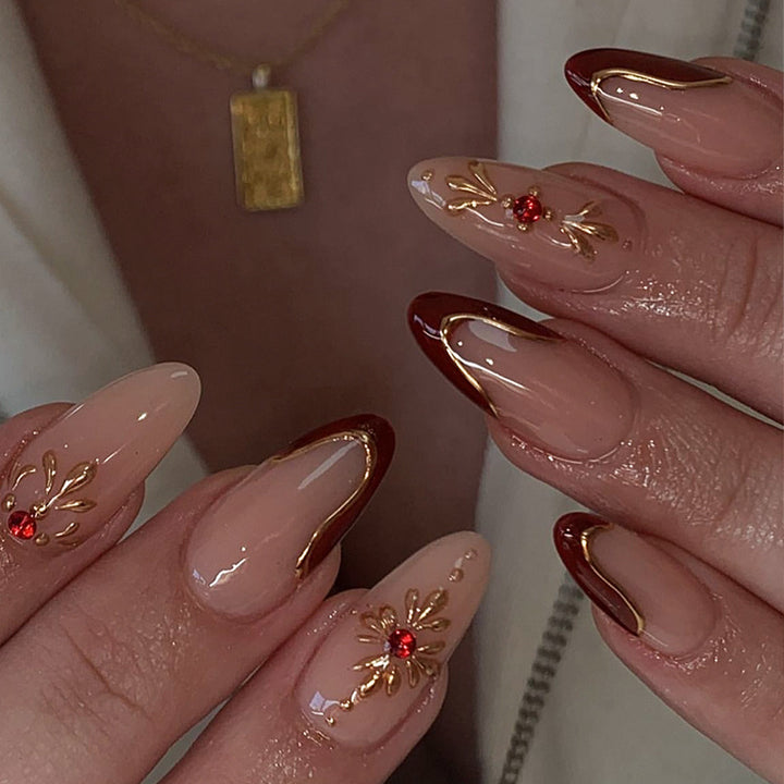 Premium Artistic Full Cover Press-On Nail Set Bowlift