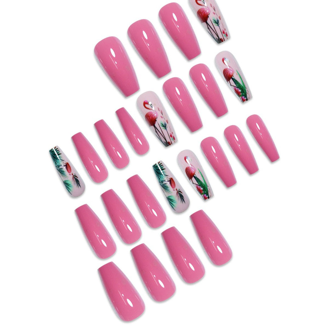Floral Flamingo Press-On Nail Extensions Bowlift