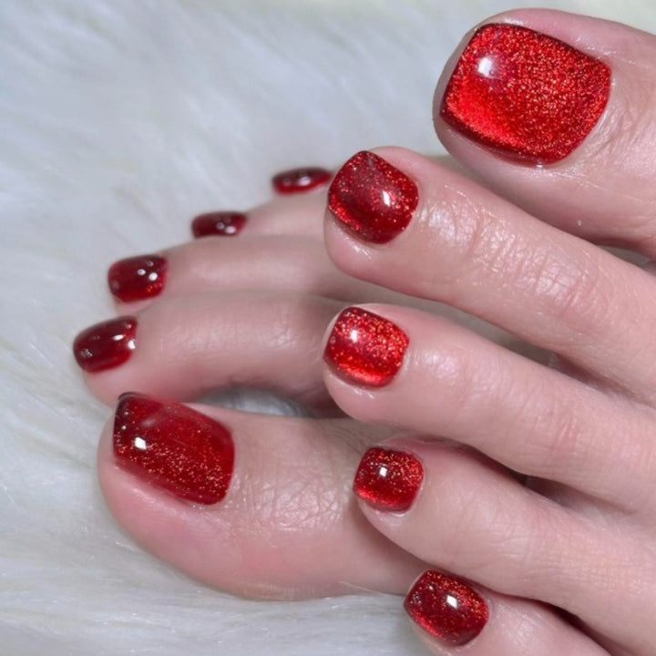 Glittery Pedicure Press-On Nails Bowlift