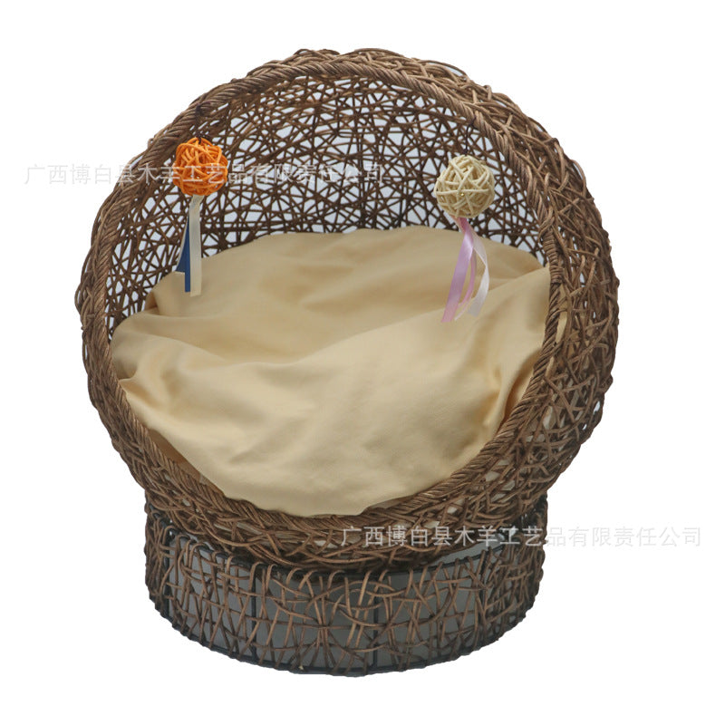 Modern Whimsical Woven Pet Bed Bowlift