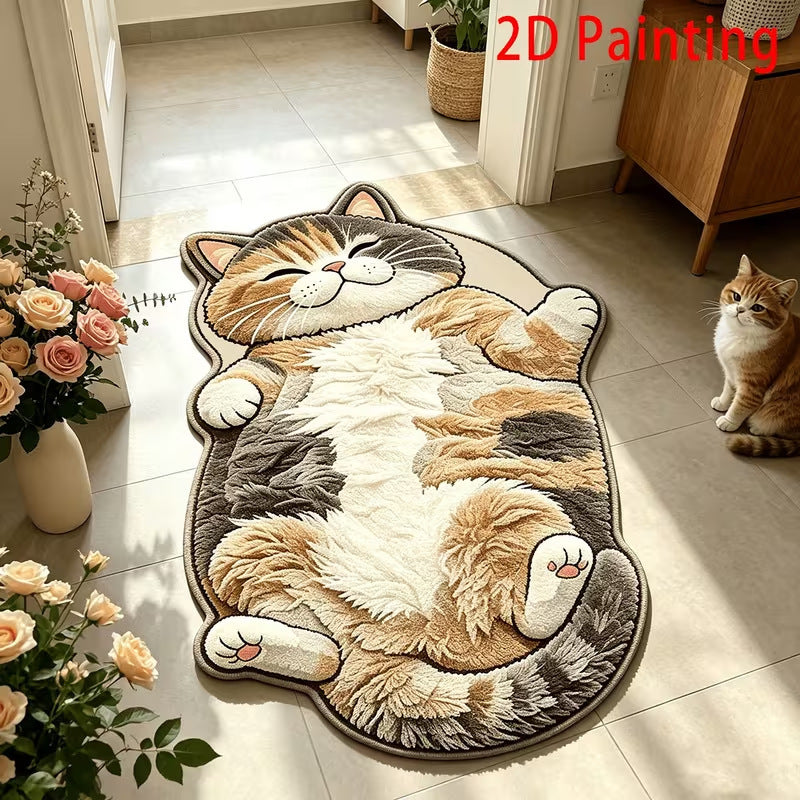 Plush Cat-Shaped Floor Mat