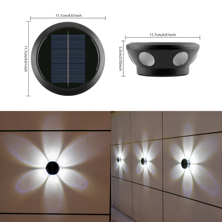 Outdoor Solar Wall Light Multi-Beam LED Decorative Accent Bowlift