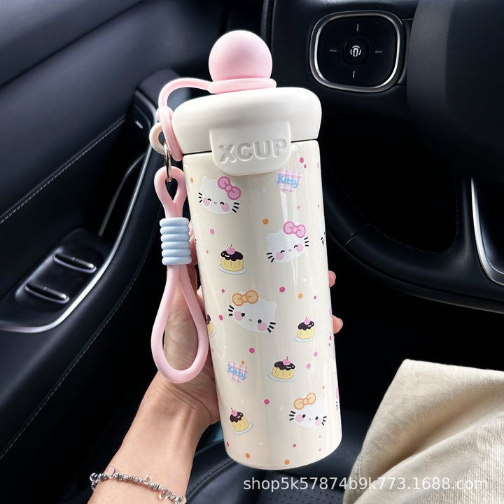 Insulated Stainless Steel Travel Water Bottle with Leakproof Flip Lid and Silicone Carry Strap Bowlift