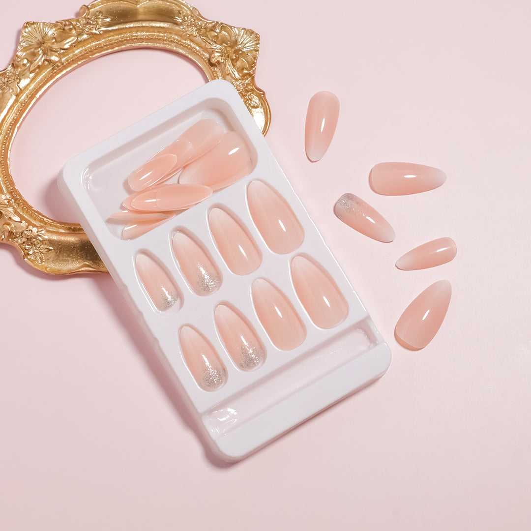 Premium Glossy Almond-Shaped Press-On Nail Tips Set Bowlift