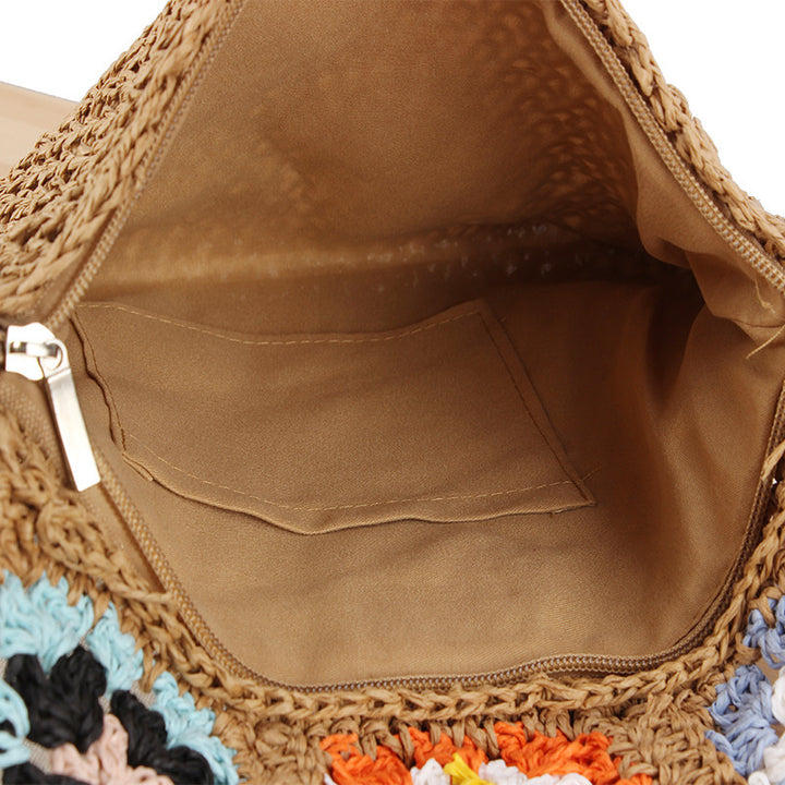 Hand-knotted shoulder bag with colorful floral pattern Bowlift