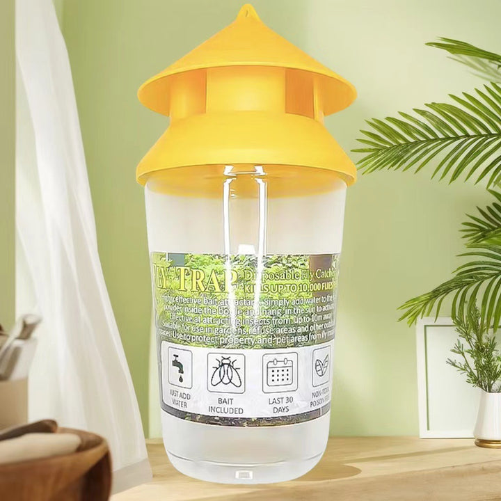 Reusable outdoor insect fly trap with non-toxic bait reservoir and Hanging canopy Bowlift