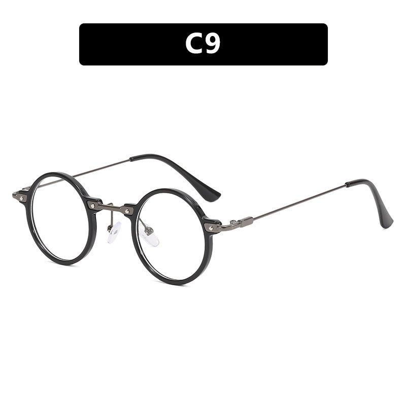 Women's round sunglasses with stylish metal frame and large blue lenses Bowlift