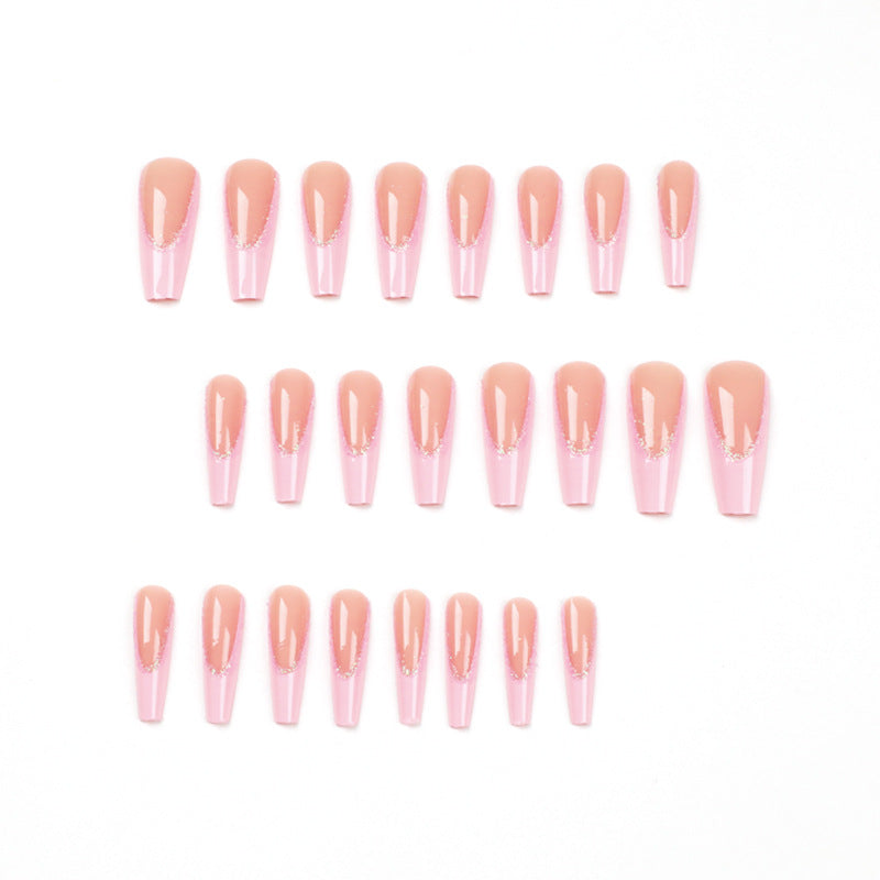 Artificial nail extensions with glitter decoration Bowlift