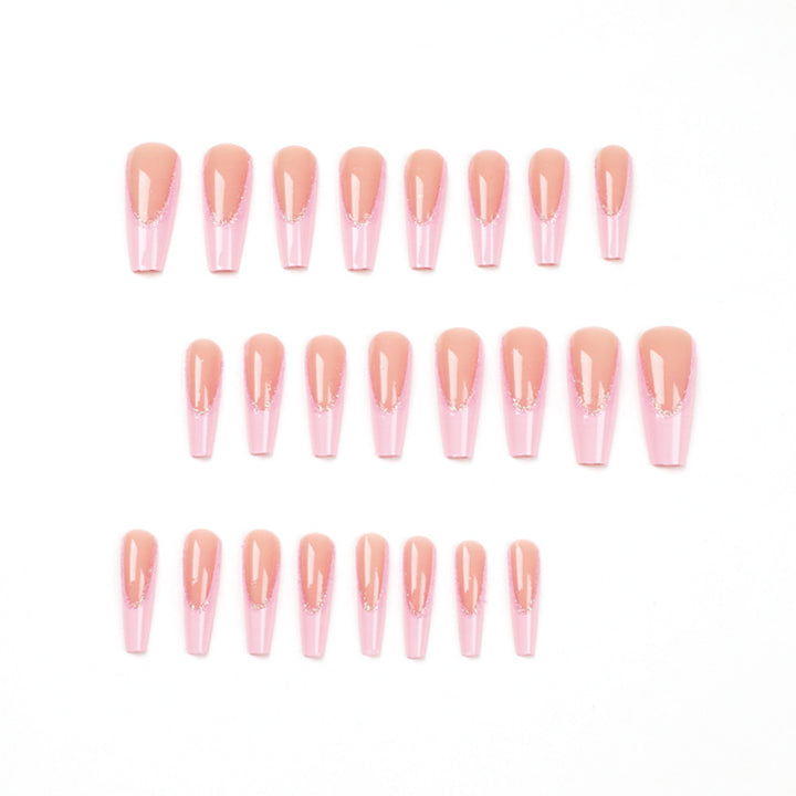 Artificial nail extensions with glitter decoration Bowlift