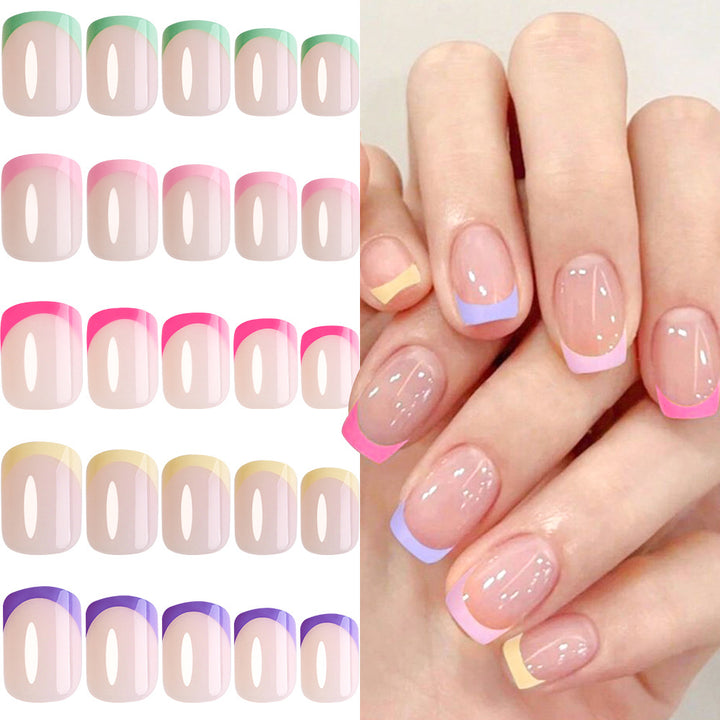 Decorative French Tip Press-On Nail Set Bowlift