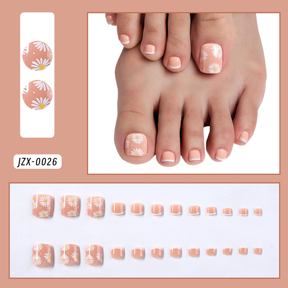 Decorative French Tip Toenail Set Bowlift