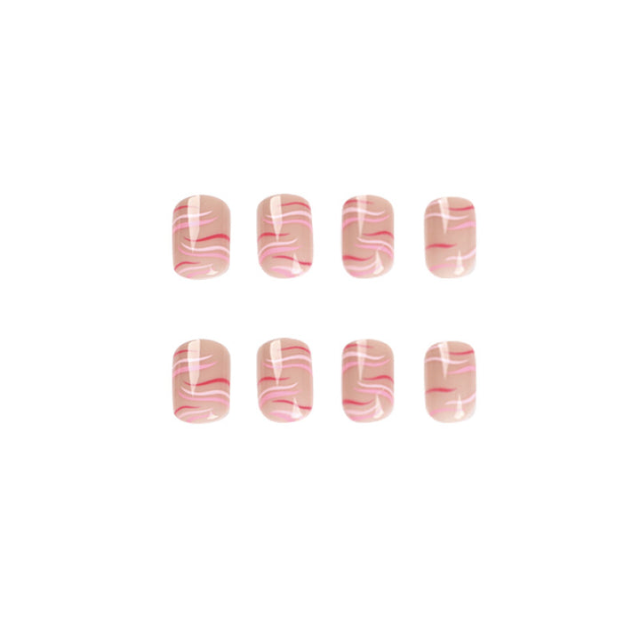 Artful Gel Nails with Elegant Wave Pattern Bowlift