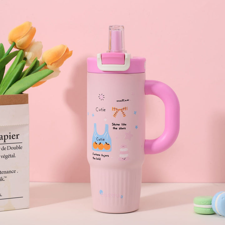 Cartoon-Printed Insulated Travel Mug Bowlift
