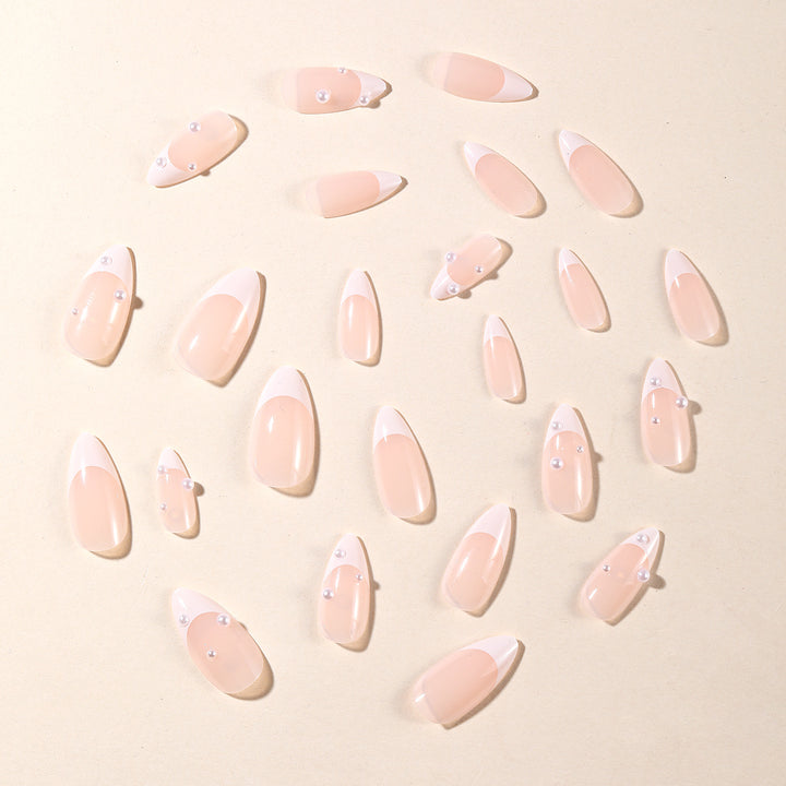Elegant 3D Pearl Accent Stiletto Nail Art Extensions Bowlift