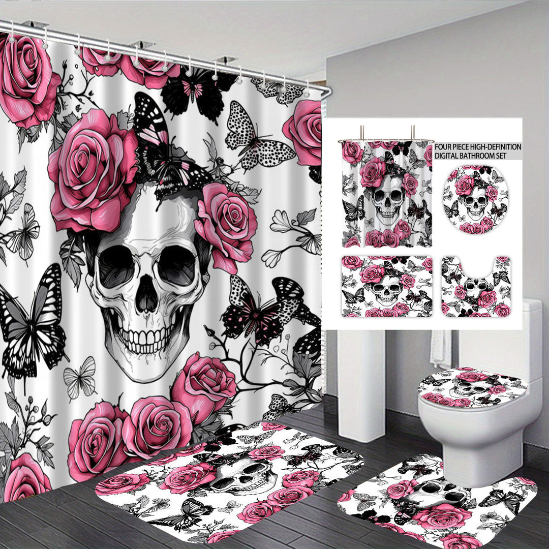 Artistic Skull Themed Bathroom Set Bowlift