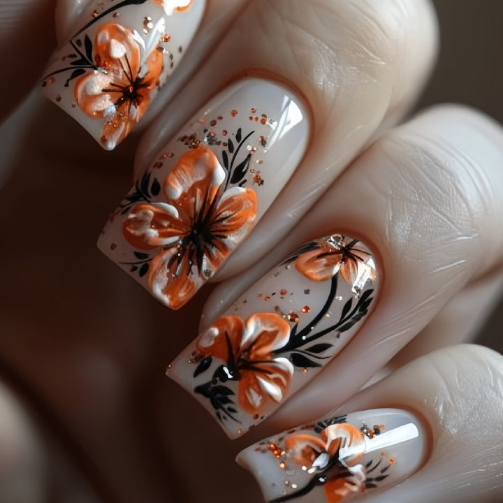 Artificial nails with exclusive floral design Bowlift