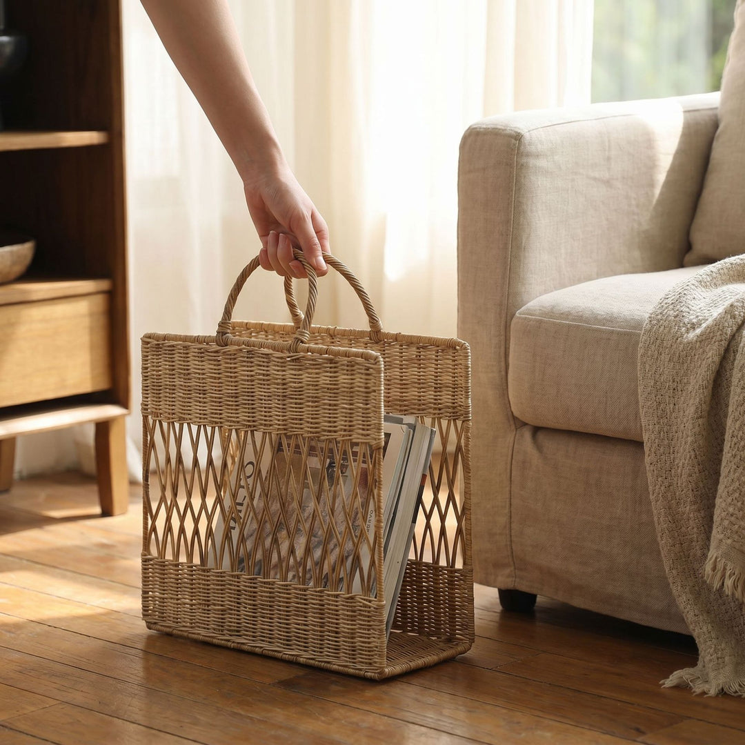 Handmade storage basket with viewing window Bowlift