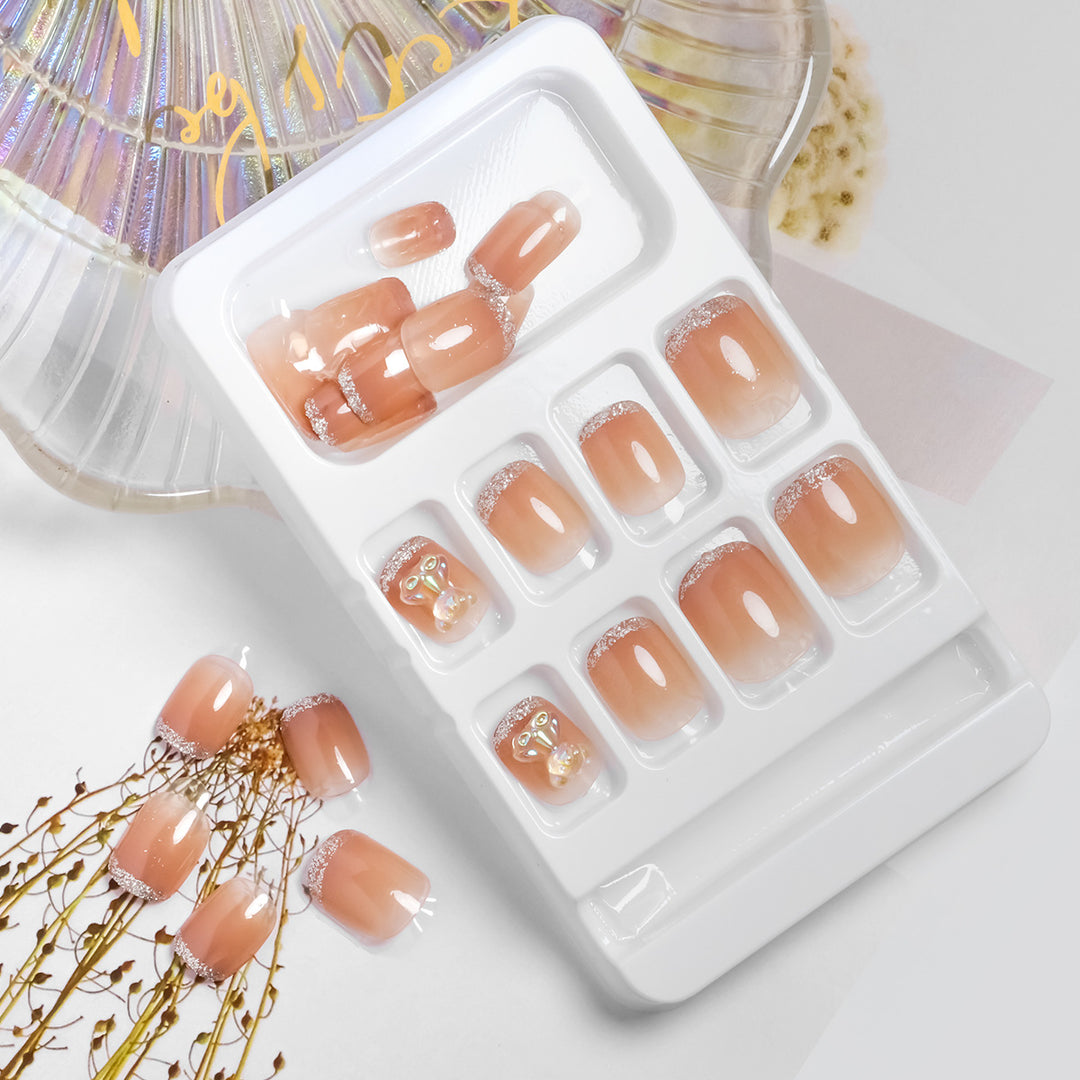 Decorative Press-On Nail Set with Butterfly Accents Bowlift