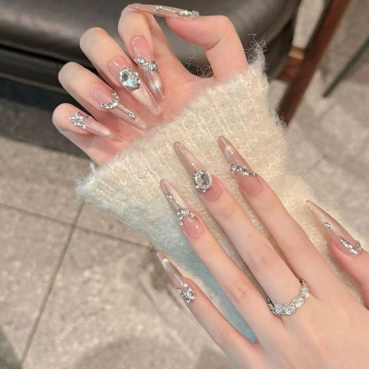 Decorative Press-On Nails with Gem Accents Bowlift