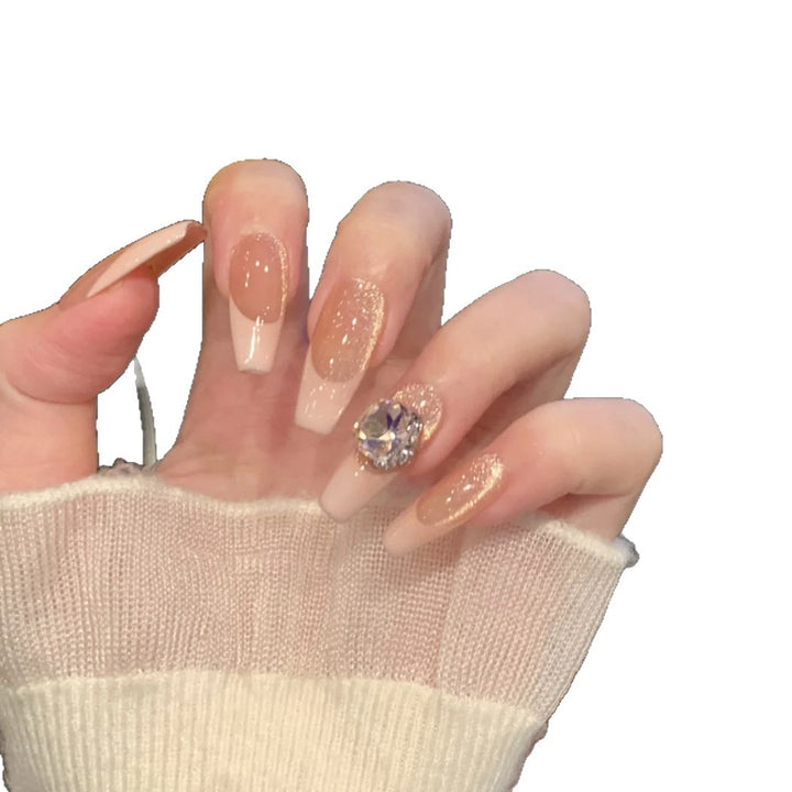 Glamorous Acrylic Press-On Nail Set with Decorative Designs Bowlift