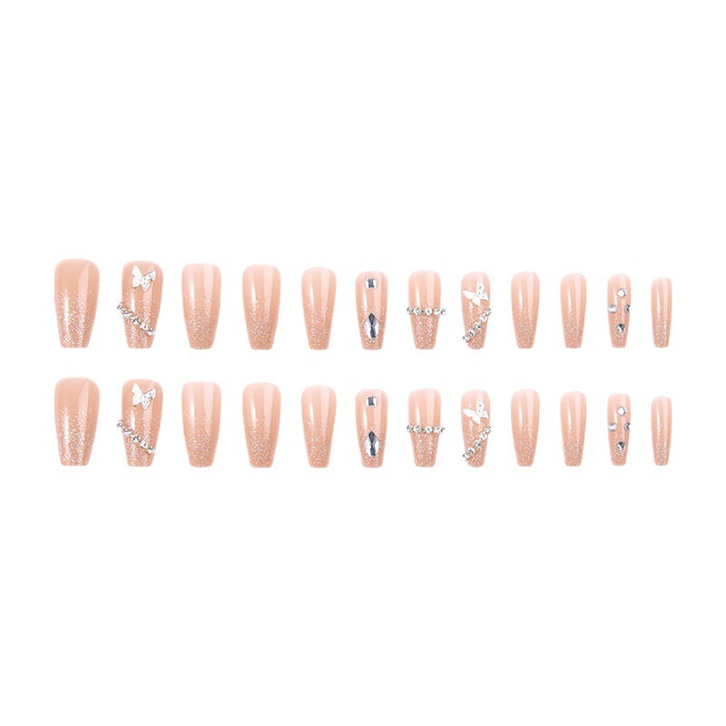 Glamorous artificial nails with sparkling rhinestones and elegant designs Bowlift