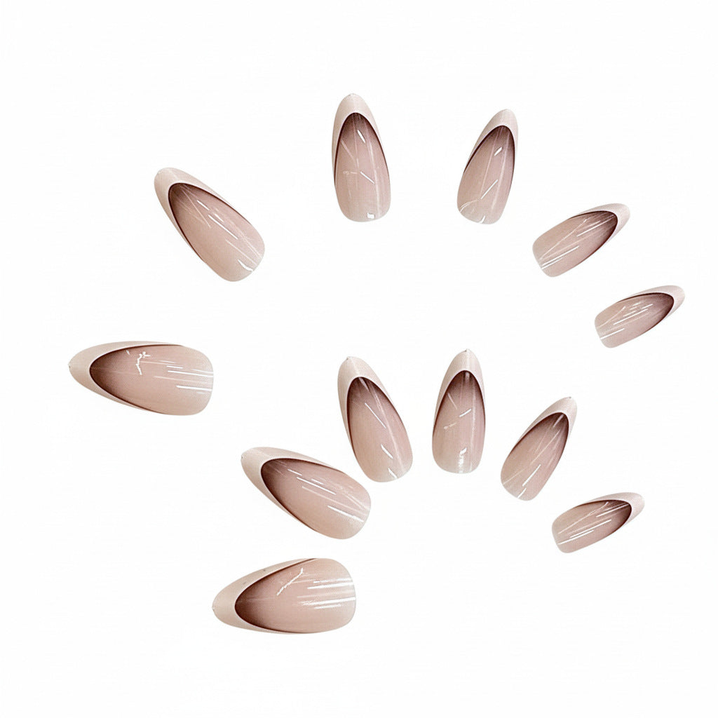 French Tip Almond-Shaped Press-On Nails Bowlift