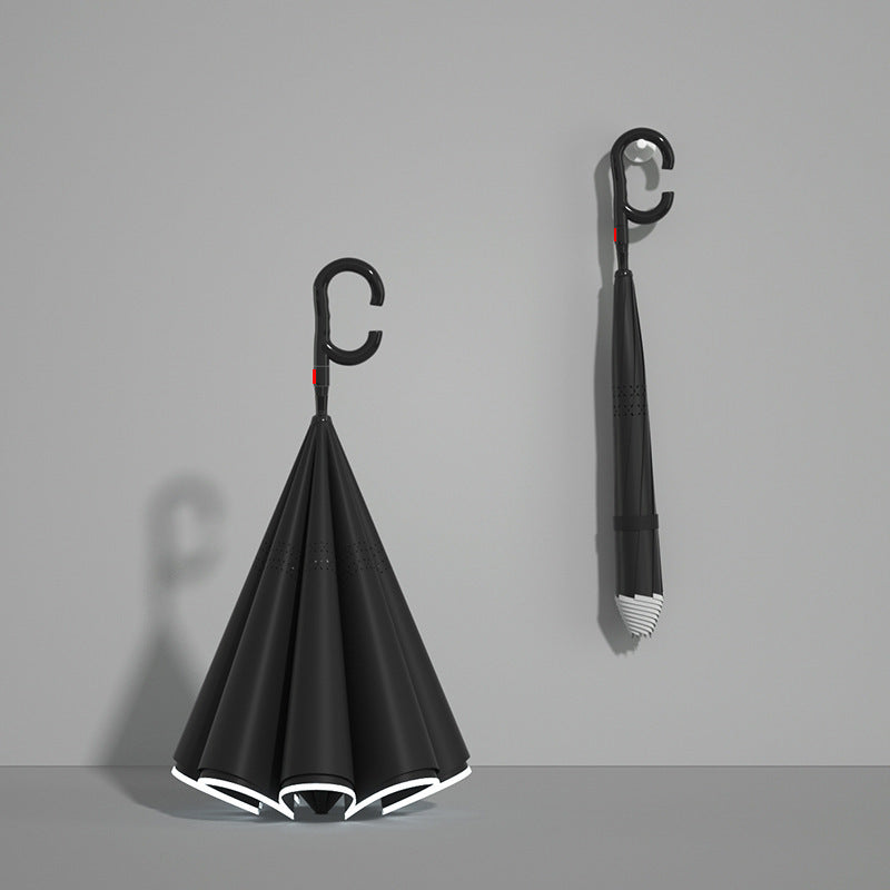 Women automatic folding umbrella with ergonomic design and strong wind resistance elements Bowlift