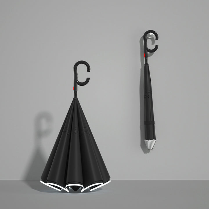 Women automatic folding umbrella with ergonomic design and strong wind resistance elements Bowlift