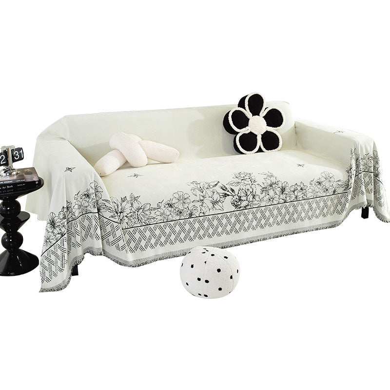 Elegant Floral Patterned Sofa Throw Blanket