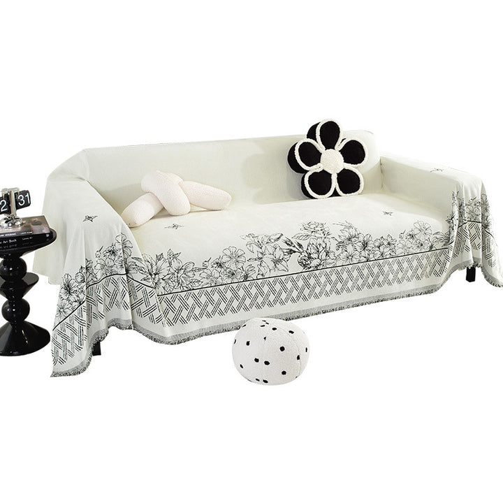 Elegant Floral Patterned Sofa Throw Blanket
