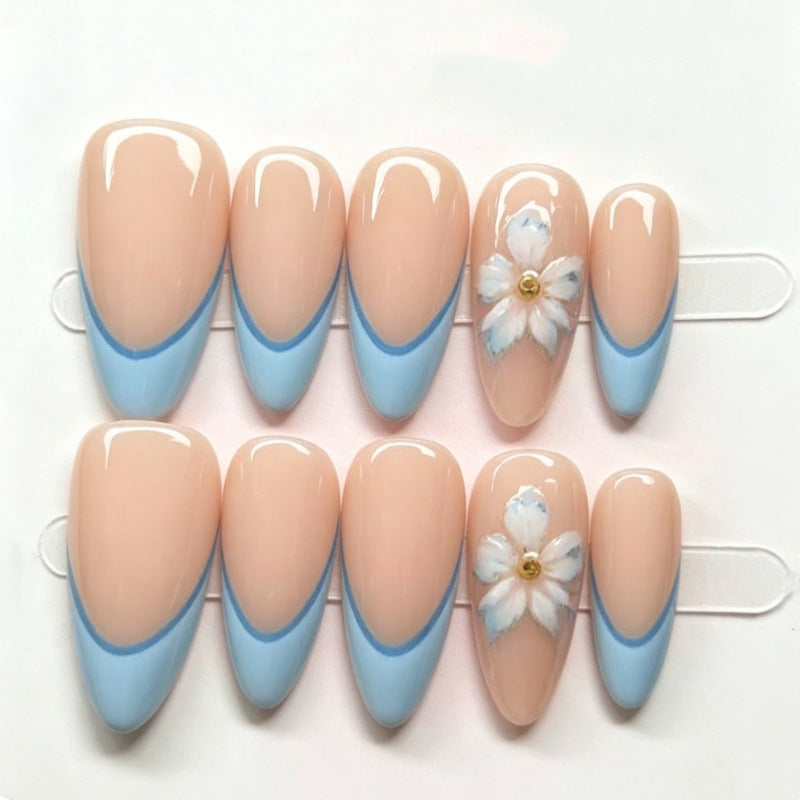 Artistic Press-On Nail Kit with Floral Accents Bowlift