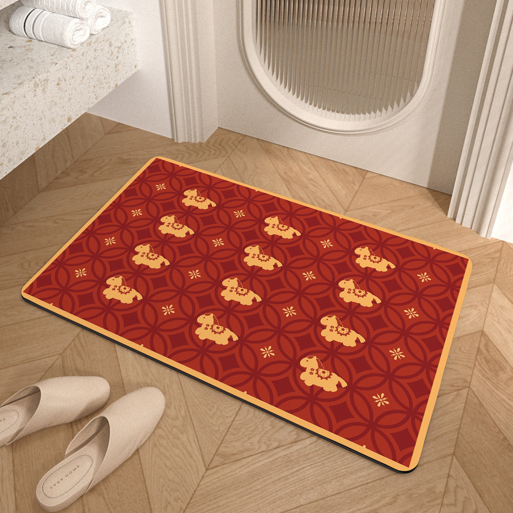 Playful Horse-Themed Memory Foam Bath Mat Bowlift