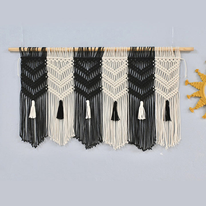 Macrame Wall Tapestry with Decorative Tassels Bowlift
