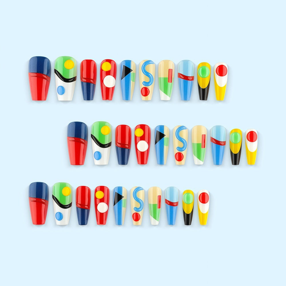 Creative nail art set with geometric patterns and 3D applications Bowlift